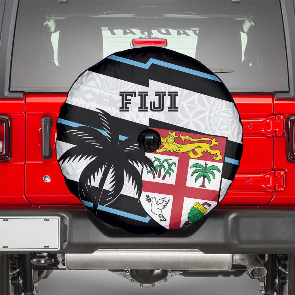 Fiji 2024 Rugby Spare Tire Cover Fijian Tapa Pattern - Wonder Print Shop