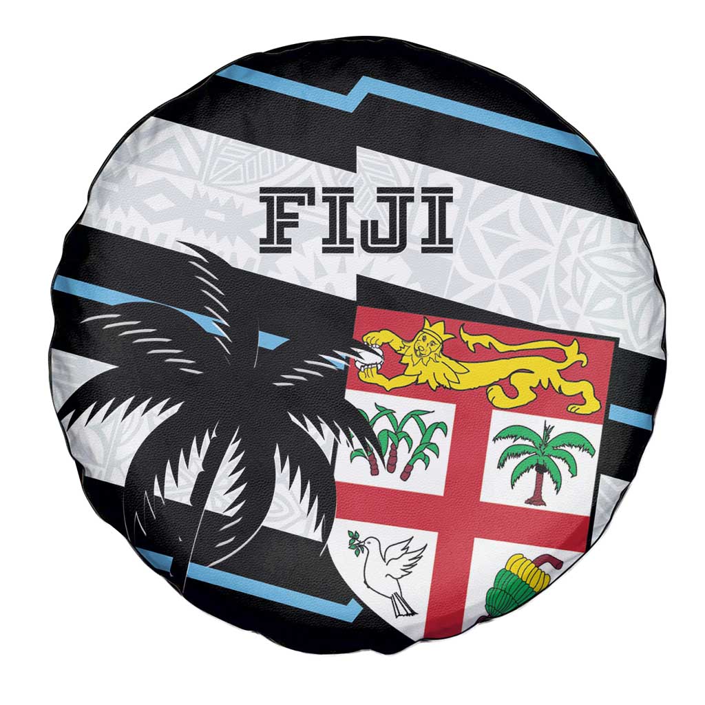 Fiji 2024 Rugby Spare Tire Cover Fijian Tapa Pattern - Wonder Print Shop