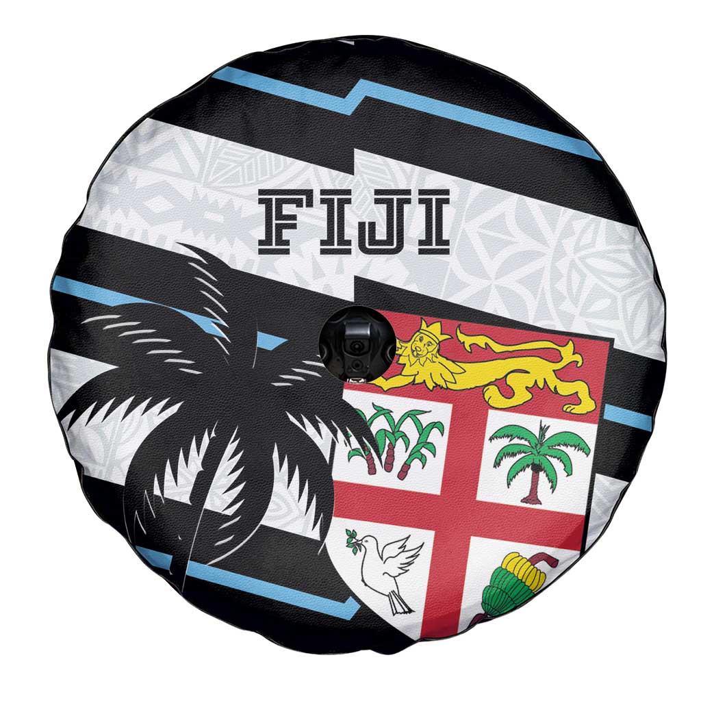 Fiji 2024 Rugby Spare Tire Cover Fijian Tapa Pattern - Wonder Print Shop