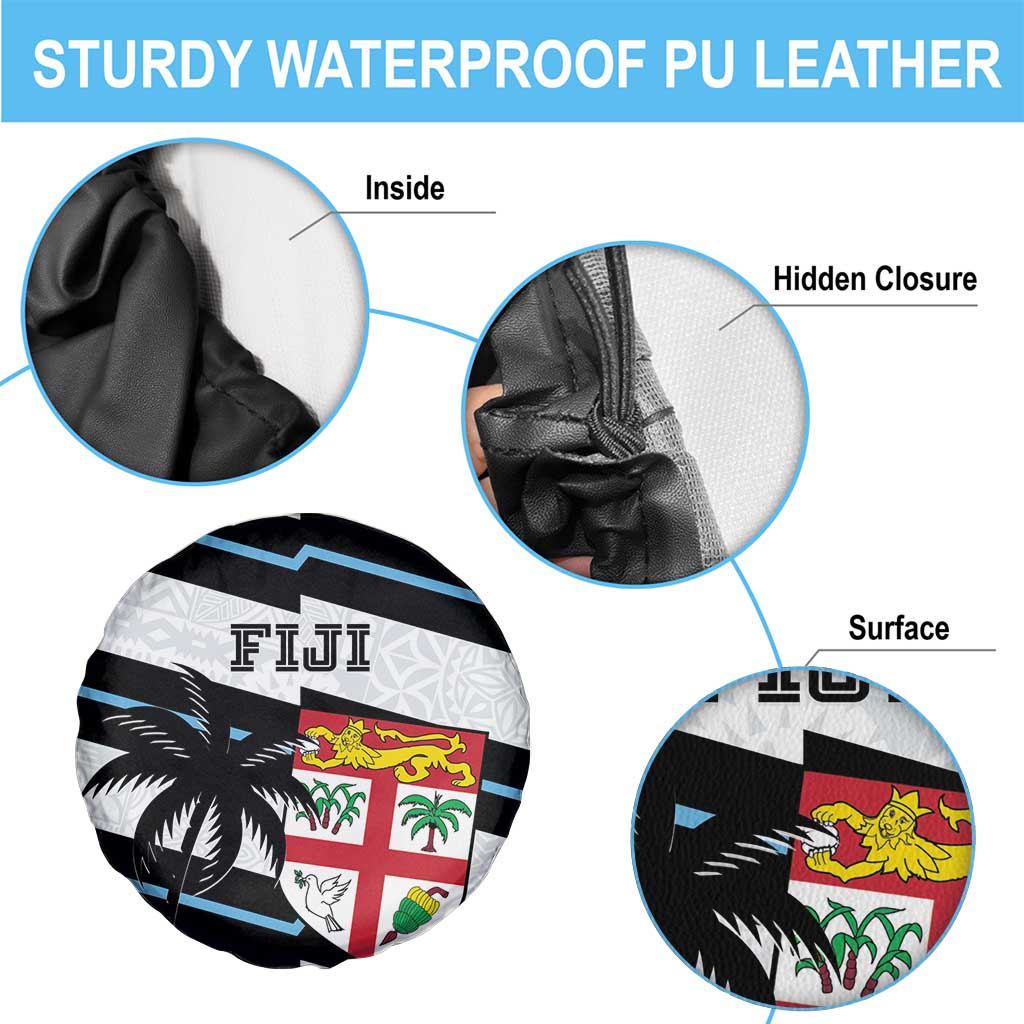 Fiji 2024 Rugby Spare Tire Cover Fijian Tapa Pattern - Wonder Print Shop