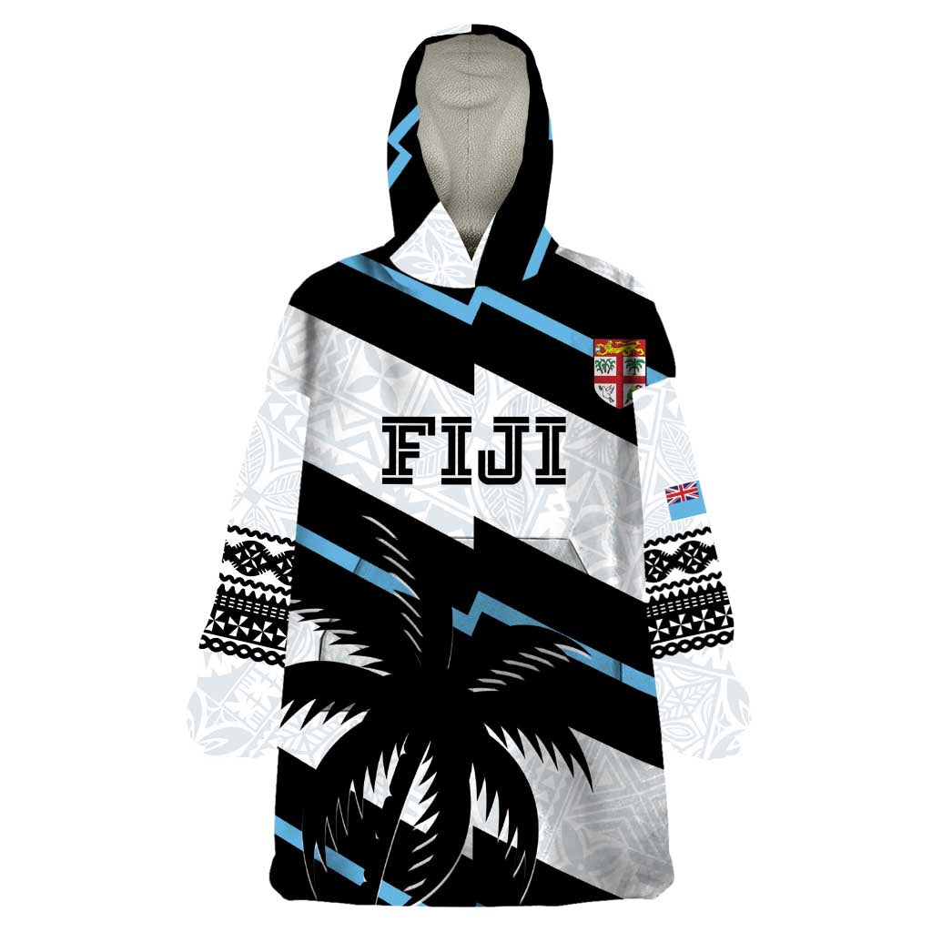 Custom Fiji 2024 Rugby Wearable Blanket Hoodie Fijian Tapa Pattern - Wonder Print Shop