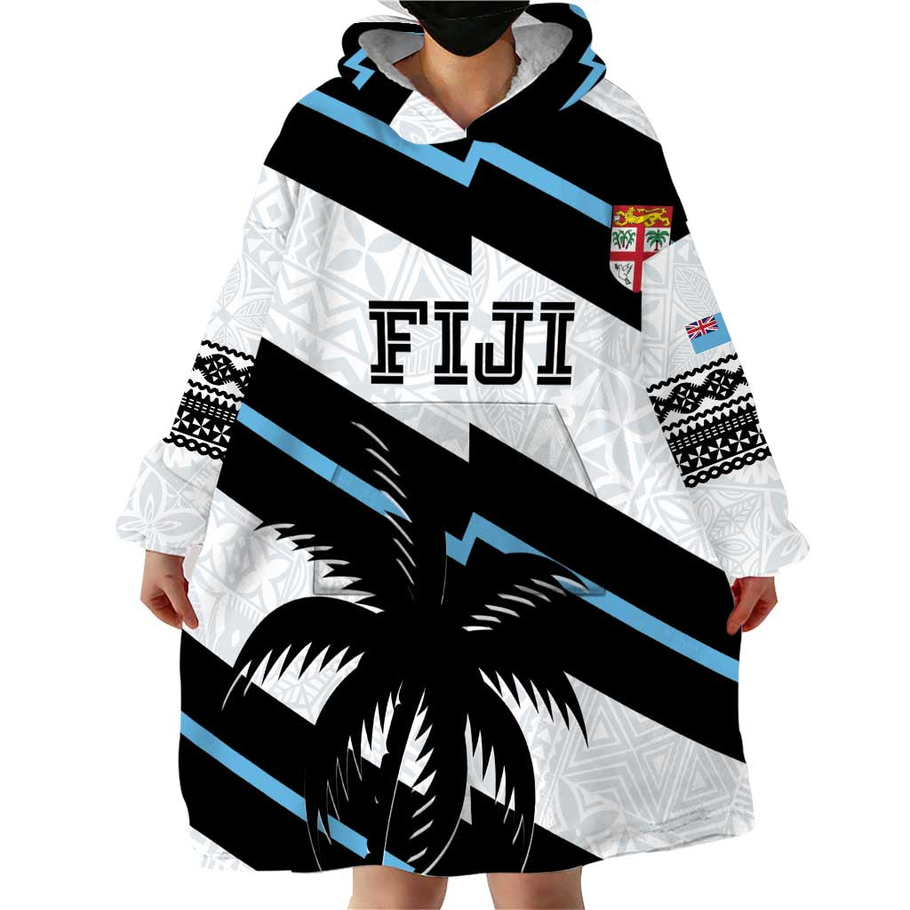 Custom Fiji 2024 Rugby Wearable Blanket Hoodie Fijian Tapa Pattern - Wonder Print Shop