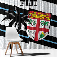 Fiji 2024 Rugby Window Curtain Fijian Tapa Pattern - Wonder Print Shop