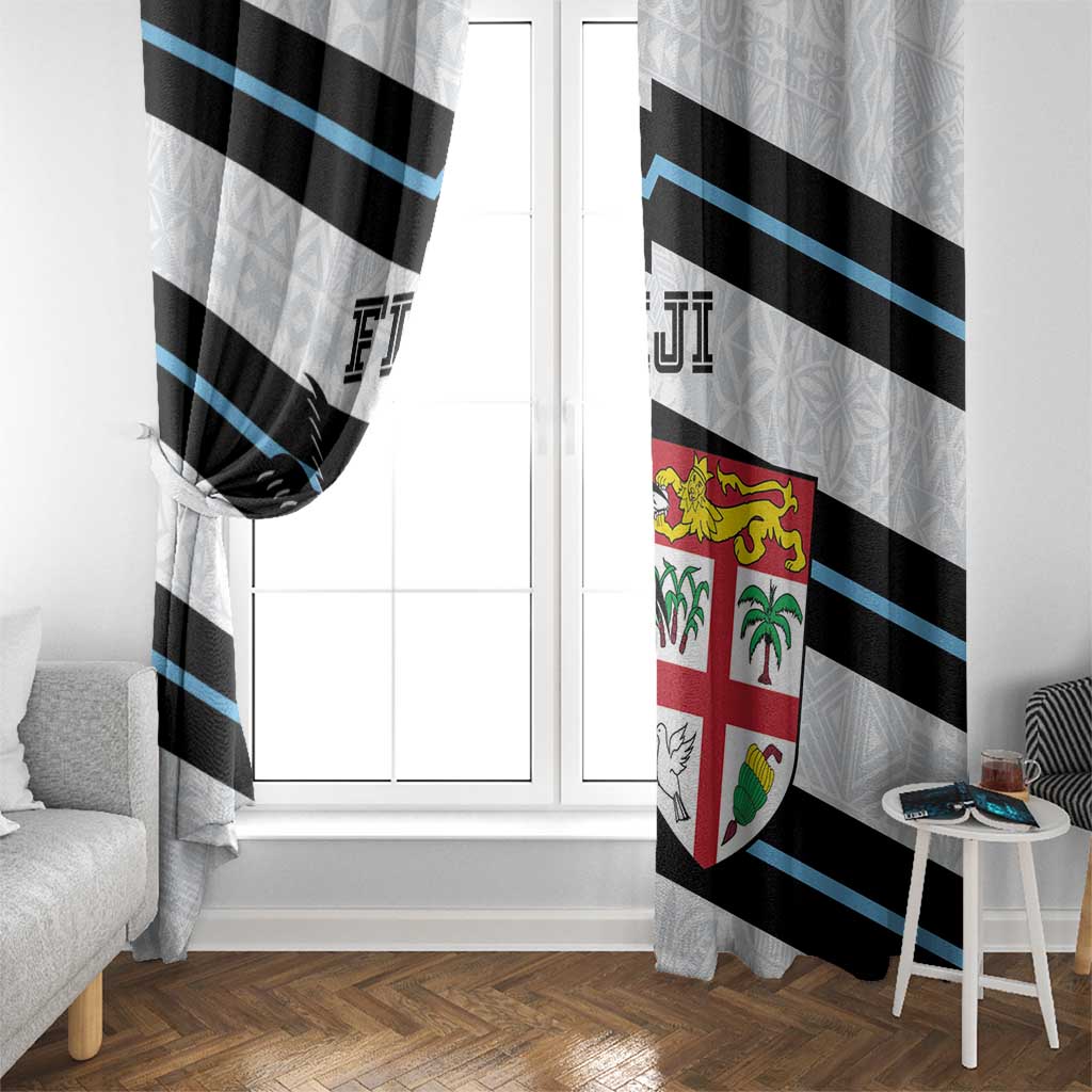 Fiji 2024 Rugby Window Curtain Fijian Tapa Pattern - Wonder Print Shop