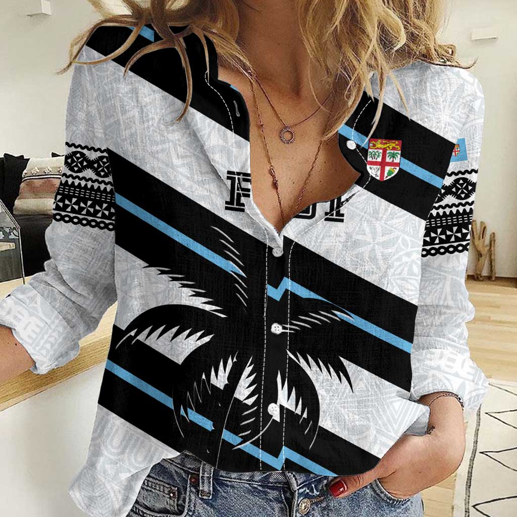 Custom Fiji 2024 Rugby Women Casual Shirt Fijian Tapa Pattern - Wonder Print Shop