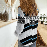 Custom Fiji 2024 Rugby Women Casual Shirt Fijian Tapa Pattern - Wonder Print Shop