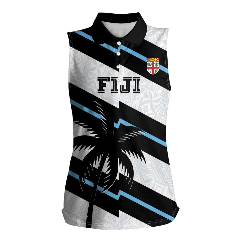Custom Fiji 2024 Rugby Women Sleeveless Polo Shirt Fijian Tapa Pattern - Wonder Print Shop