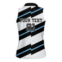 Custom Fiji 2024 Rugby Women Sleeveless Polo Shirt Fijian Tapa Pattern - Wonder Print Shop
