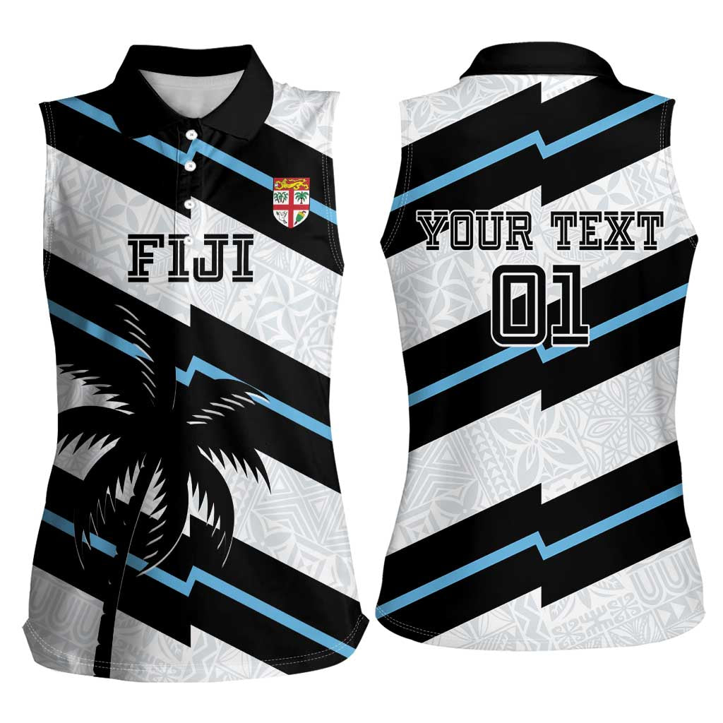 Custom Fiji 2024 Rugby Women Sleeveless Polo Shirt Fijian Tapa Pattern - Wonder Print Shop