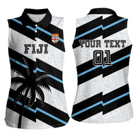 Custom Fiji 2024 Rugby Women Sleeveless Polo Shirt Fijian Tapa Pattern - Wonder Print Shop