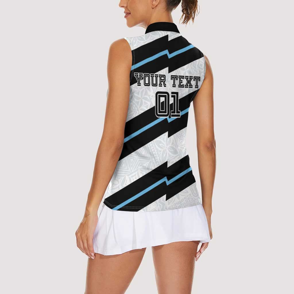 Custom Fiji 2024 Rugby Women Sleeveless Polo Shirt Fijian Tapa Pattern - Wonder Print Shop