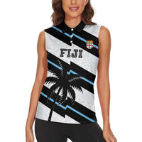 Custom Fiji 2024 Rugby Women Sleeveless Polo Shirt Fijian Tapa Pattern - Wonder Print Shop