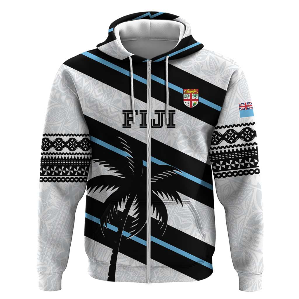 Custom Fiji 2024 Rugby Zip Hoodie Fijian Tapa Pattern - Wonder Print Shop