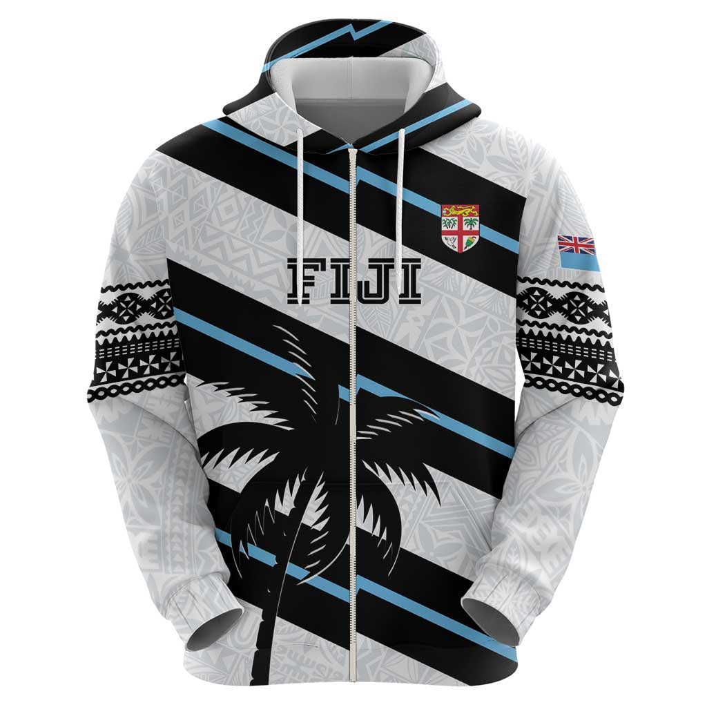 Custom Fiji 2024 Rugby Zip Hoodie Fijian Tapa Pattern - Wonder Print Shop
