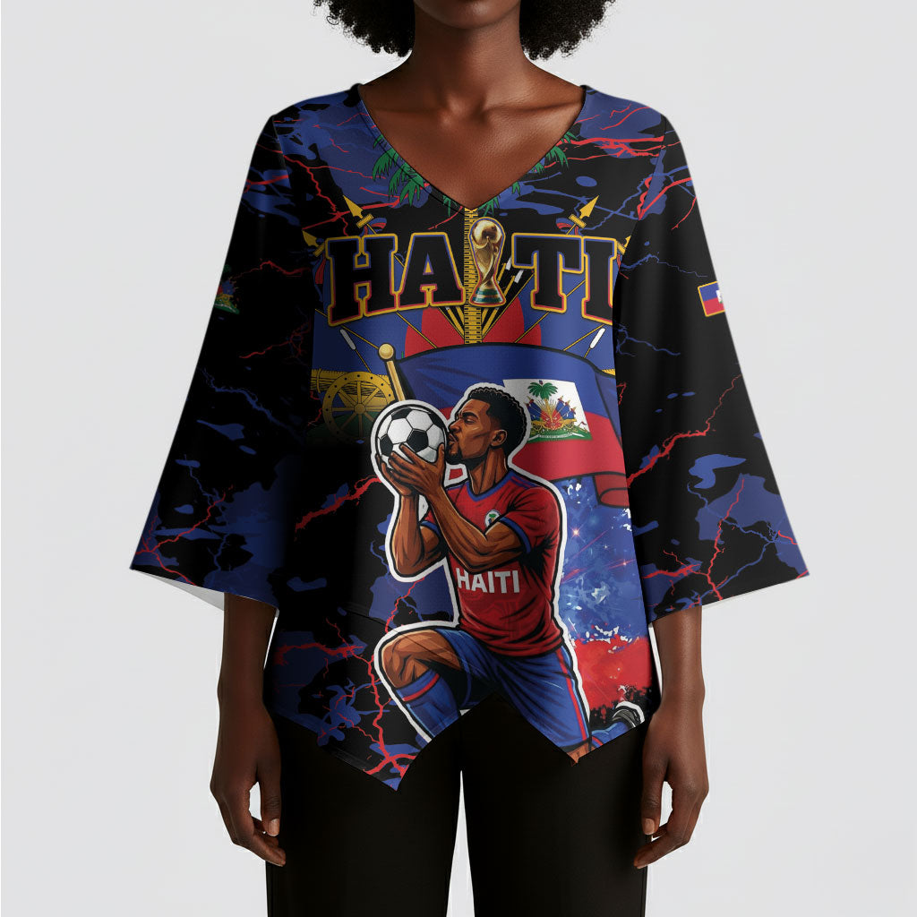 Personalized Haiti Soccer Pride Kimono Sleeve Blouse Ayiti Nan Mondyal 2026