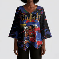Personalized Haiti Soccer Pride Kimono Sleeve Blouse Ayiti Nan Mondyal 2026