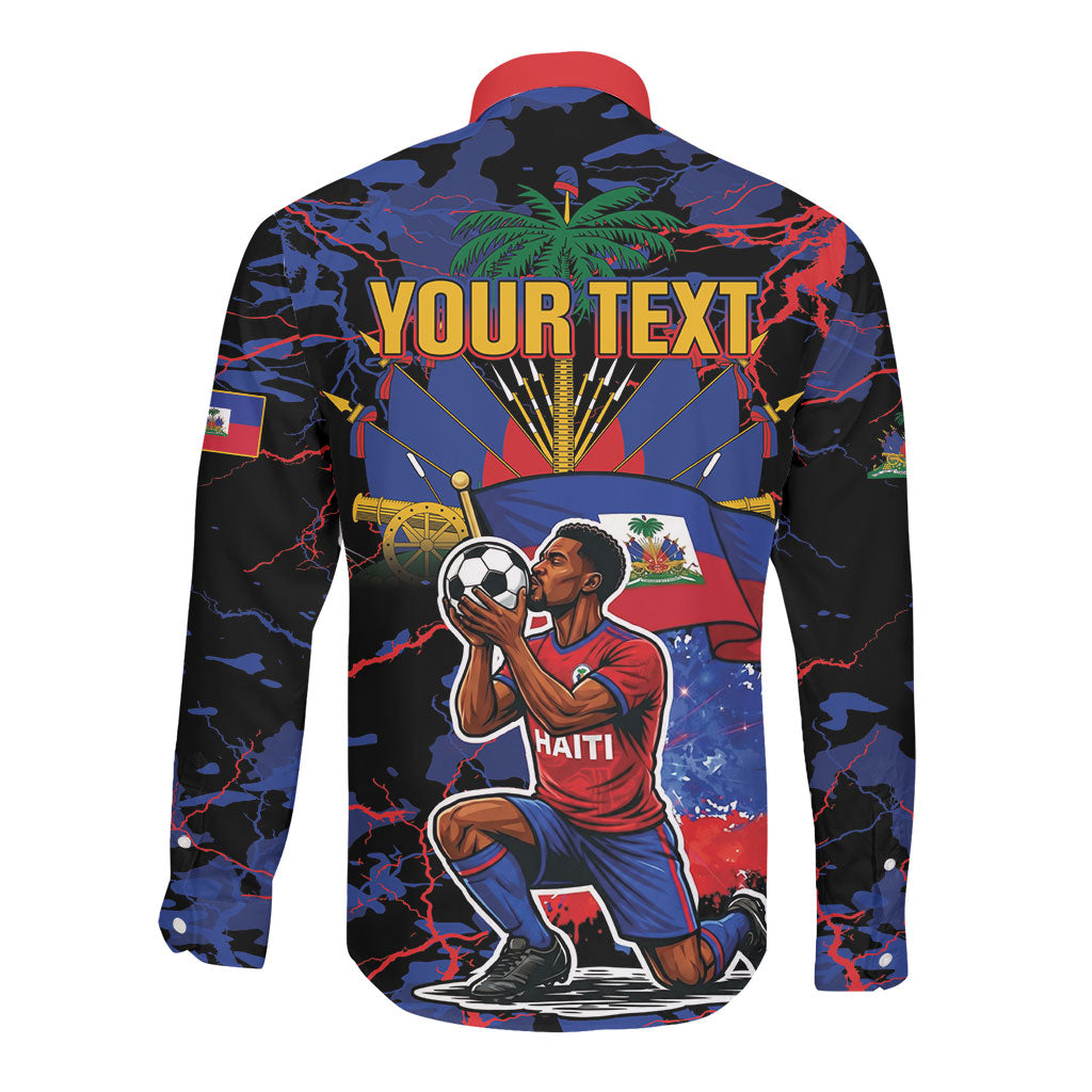 Personalized Haiti Soccer Pride Long Sleeve Button Shirt Ayiti Nan Mondyal 2026