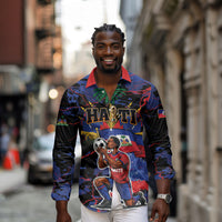 Personalized Haiti Soccer Pride Long Sleeve Button Shirt Ayiti Nan Mondyal 2026