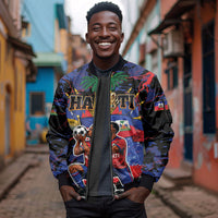 Personalized Haiti Soccer Pride Sleeve Zip Bomber Jacket Ayiti Nan Mondyal 2026