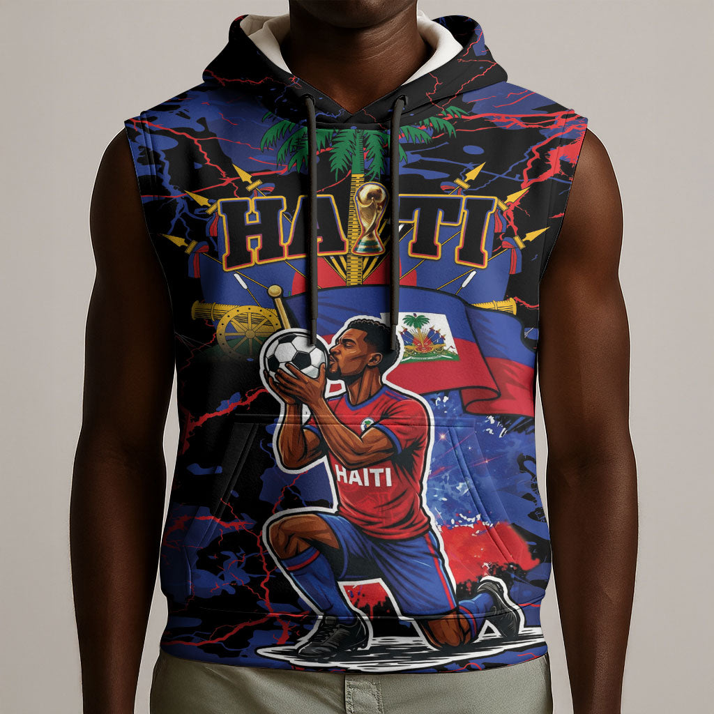 Personalized Haiti Soccer Pride Sleeveless Hoodie Ayiti Nan Mondyal 2026