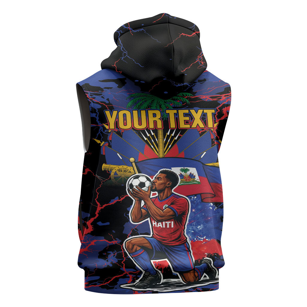 Personalized Haiti Soccer Pride Sleeveless Zip Hoodie Ayiti Nan Mondyal 2026