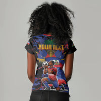 Personalized Haiti Soccer Pride Women V-Neck T-Shirt Ayiti Nan Mondyal 2026