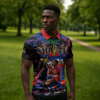 Personalized Haiti Soccer Pride Zipper Polo Shirt Ayiti Nan Mondyal 2026