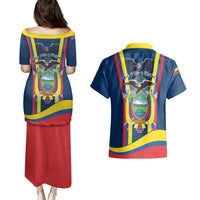 Ecuador Independence Day Couples Matching Puletasi Dress and Hawaiian Shirt Monumento a la Independencia Quito 10th August - Wonder Print Shop