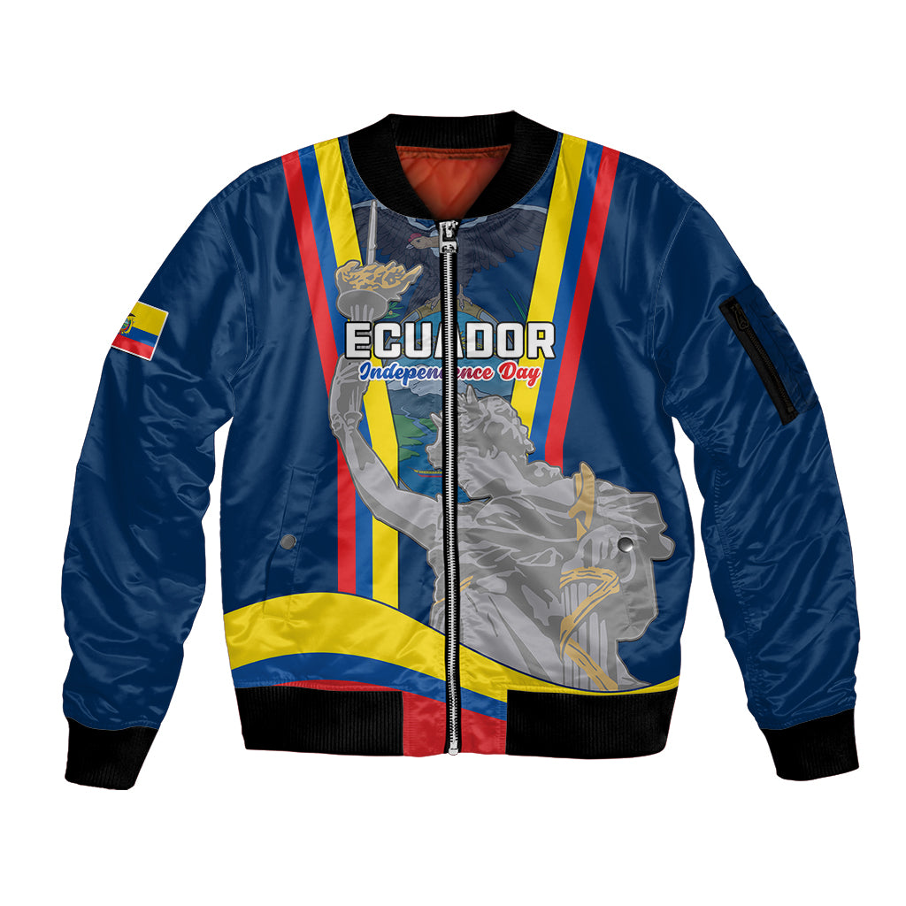 Ecuador Independence Day Sleeve Zip Bomber Jacket Monumento a la Independencia Quito 10th August - Wonder Print Shop