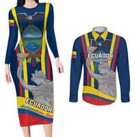 Custom Ecuador Independence Day Couples Matching Long Sleeve Bodycon Dress and Long Sleeve Button Shirts Monumento a la Independencia Quito 10th August - Wonder Print Shop