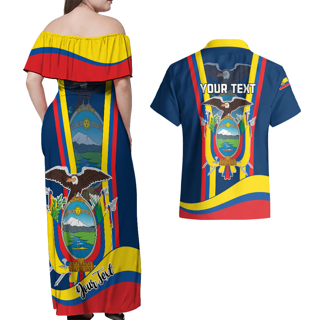 Custom Ecuador Independence Day Couples Matching Off Shoulder Maxi Dress and Hawaiian Shirt Monumento a la Independencia Quito 10th August - Wonder Print Shop