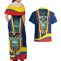 Custom Ecuador Independence Day Couples Matching Off Shoulder Maxi Dress and Hawaiian Shirt Monumento a la Independencia Quito 10th August - Wonder Print Shop