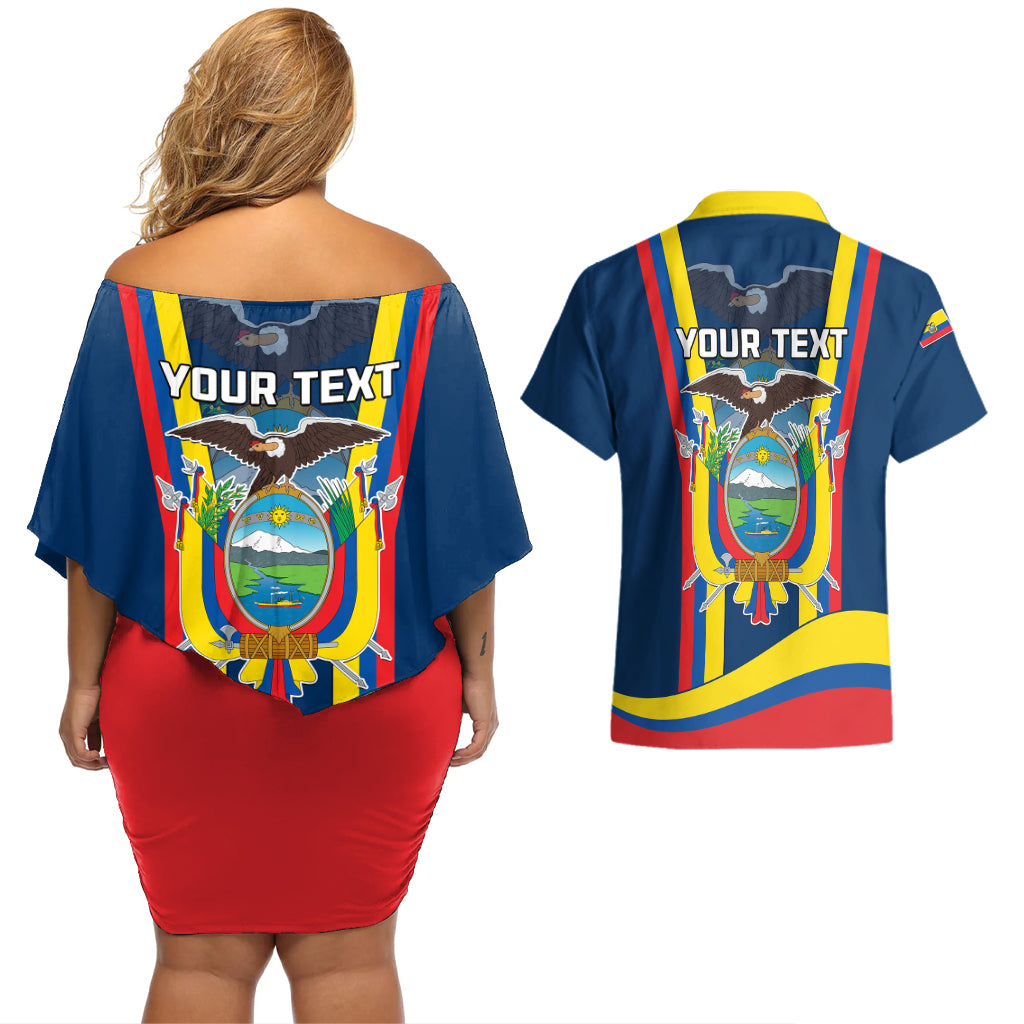 Custom Ecuador Independence Day Couples Matching Off Shoulder Short Dress and Hawaiian Shirt Monumento a la Independencia Quito 10th August - Wonder Print Shop