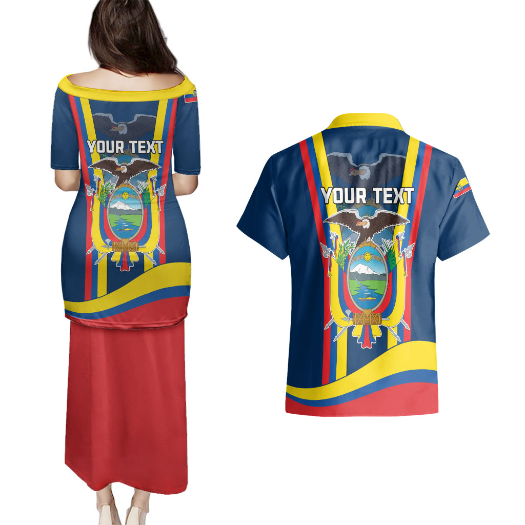 Custom Ecuador Independence Day Couples Matching Puletasi Dress and Hawaiian Shirt Monumento a la Independencia Quito 10th August - Wonder Print Shop