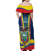 Custom Ecuador Independence Day Off Shoulder Maxi Dress Monumento a la Independencia Quito 10th August - Wonder Print Shop