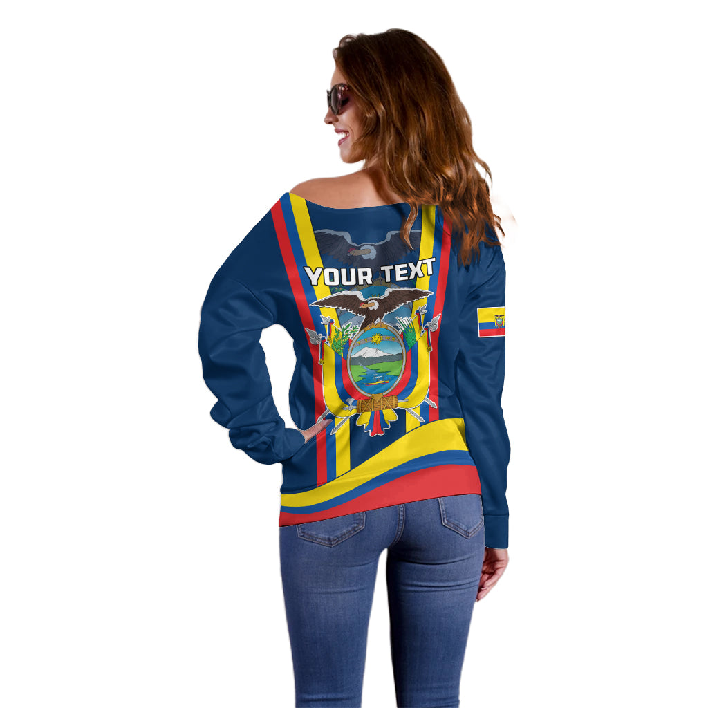 Custom Ecuador Independence Day Off Shoulder Sweater Monumento a la Independencia Quito 10th August - Wonder Print Shop