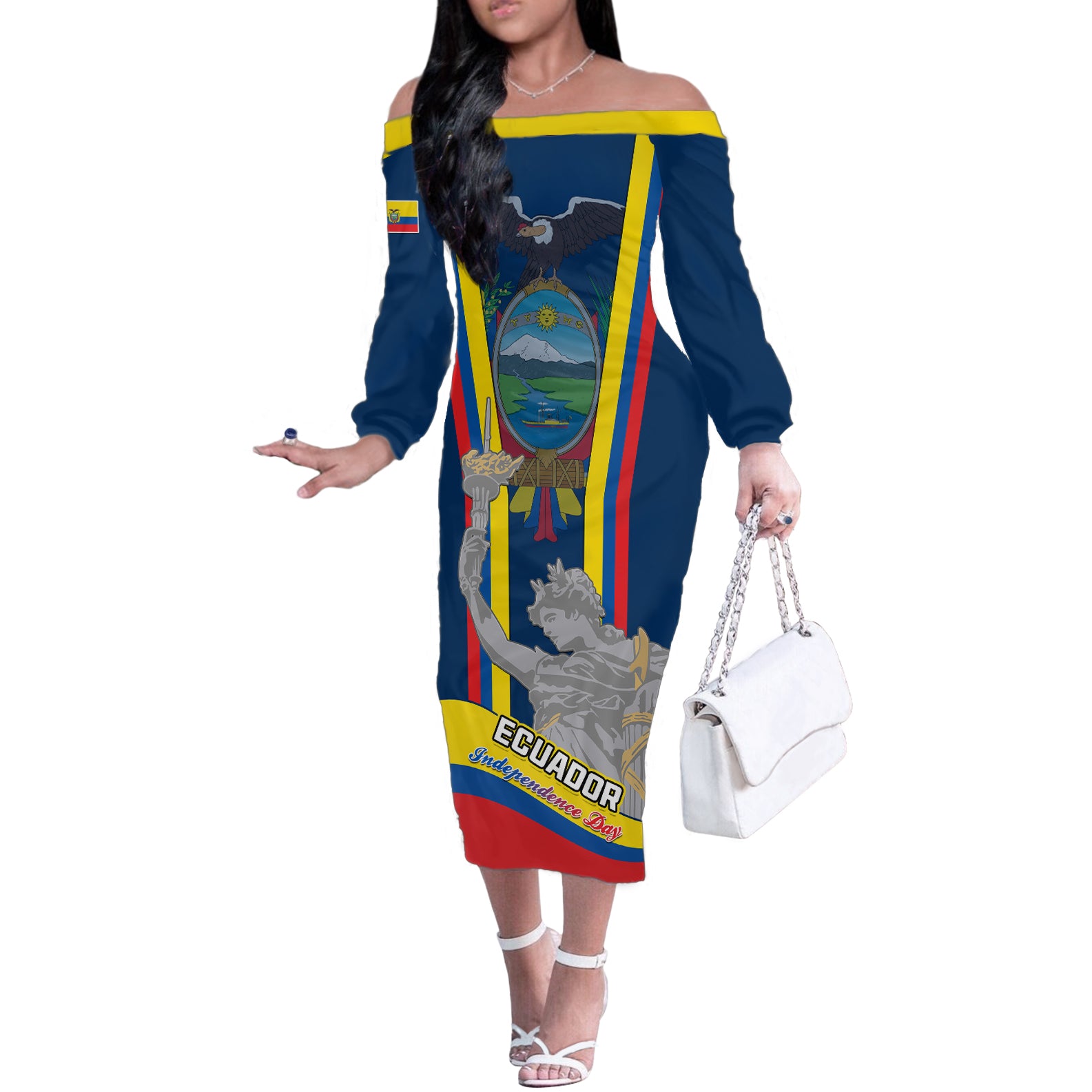 custom-ecuador-independence-day-off-the-shoulder-long-sleeve-dress-monumento-a-la-independencia-quito-10th-august