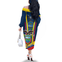 Custom Ecuador Independence Day Off The Shoulder Long Sleeve Dress Monumento a la Independencia Quito 10th August - Wonder Print Shop