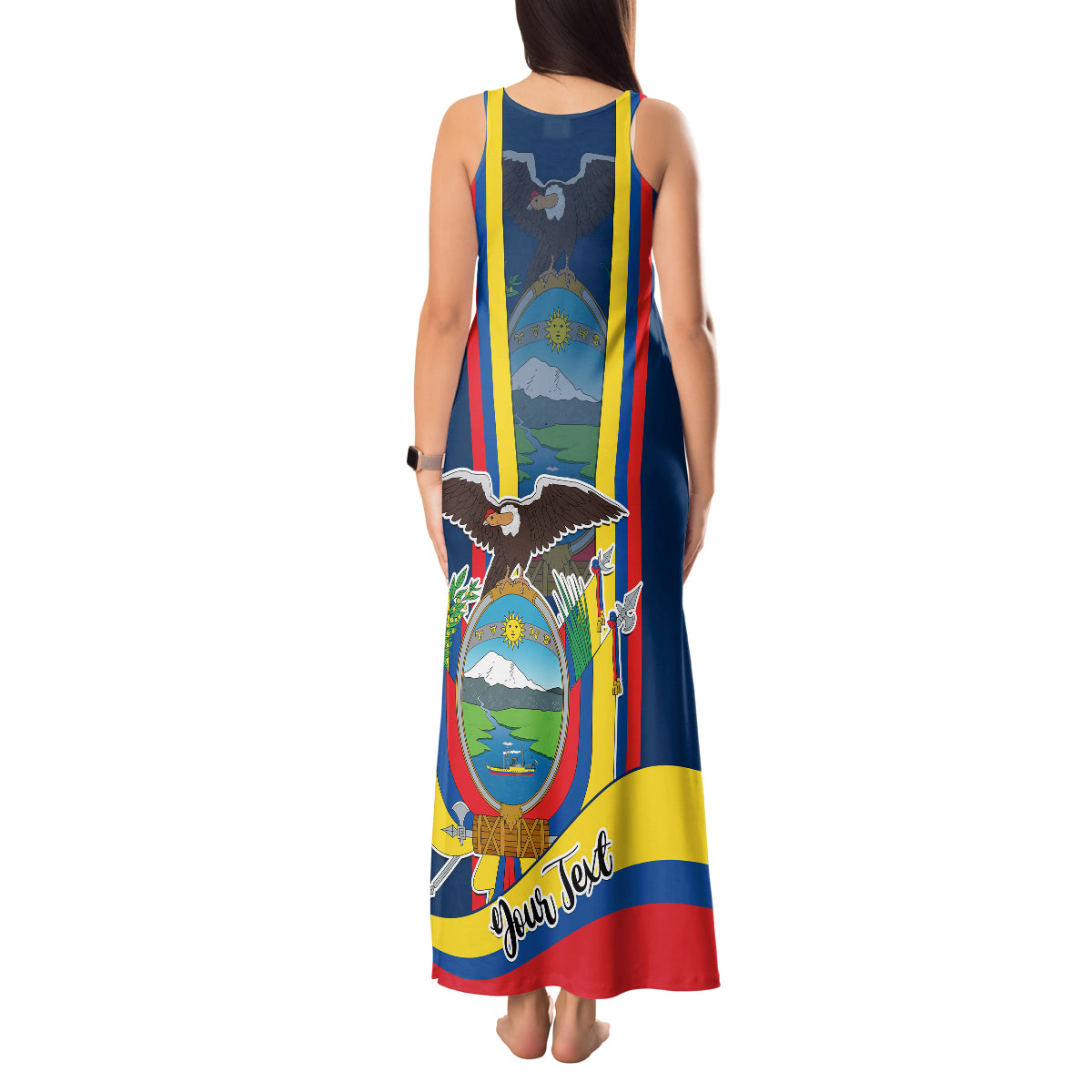 Custom Ecuador Independence Day Tank Maxi Dress Monumento a la Independencia Quito 10th August - Wonder Print Shop