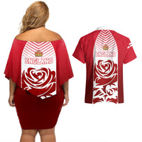 England Couples Matching Off Shoulder Short Dress and Hawaiian Shirt Three Lions and Tudor Rose - Wonder Print Shop