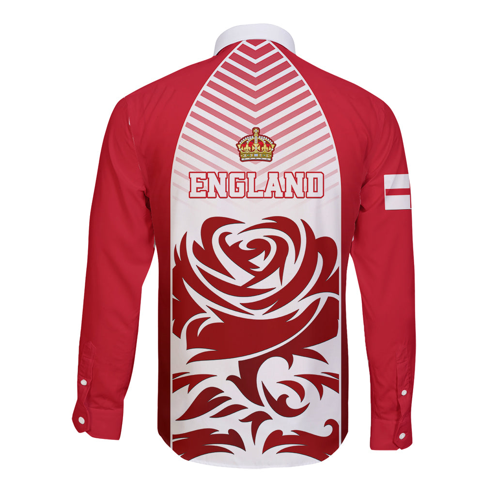England Long Sleeve Button Shirt Three Lions and Tudor Rose - Wonder Print Shop