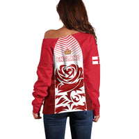 England Off Shoulder Sweater Three Lions and Tudor Rose - Wonder Print Shop
