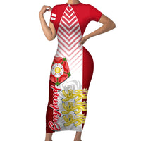 England Short Sleeve Bodycon Dress Three Lions and Tudor Rose - Wonder Print Shop