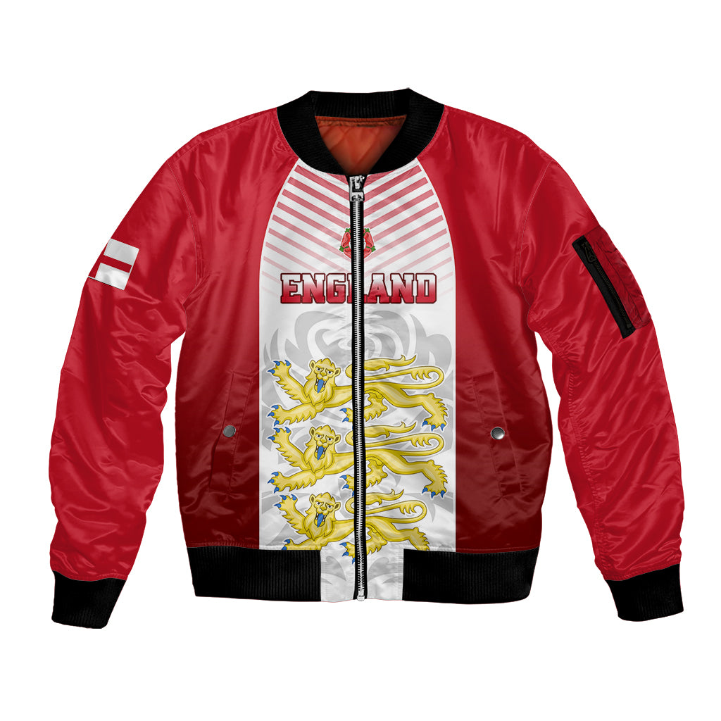 Personalised England Sleeve Zip Bomber Jacket Three Lions and Tudor Rose - Wonder Print Shop