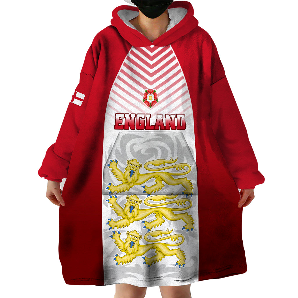 Personalised England Wearable Blanket Hoodie Three Lions and Tudor Rose - Wonder Print Shop