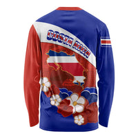 Costa Rica Long Sleeve Shirt Costa Rica Coat Of Arms With Flowers LT01