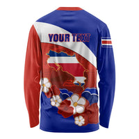 Personalised Costa Rica Long Sleeve Shirt Costa Rica Coat Of Arms With Flowers LT01
