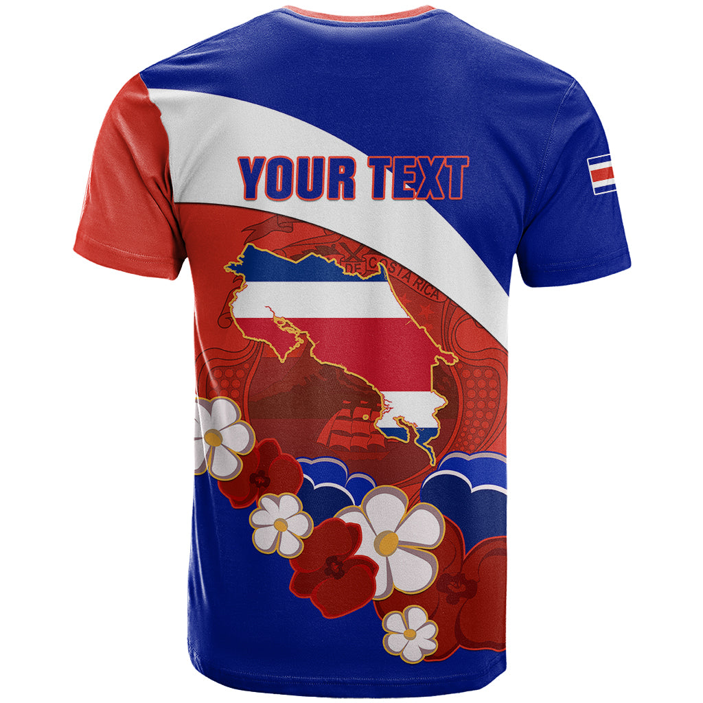 Personalised Costa Rica T Shirt Costa Rica Coat Of Arms With Flowers - Wonder Print Shop
