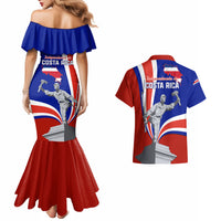 Costa Rica Independence Day Couples Matching Mermaid Dress and Hawaiian Shirt Juan Santamaria National Hero - Wonder Print Shop