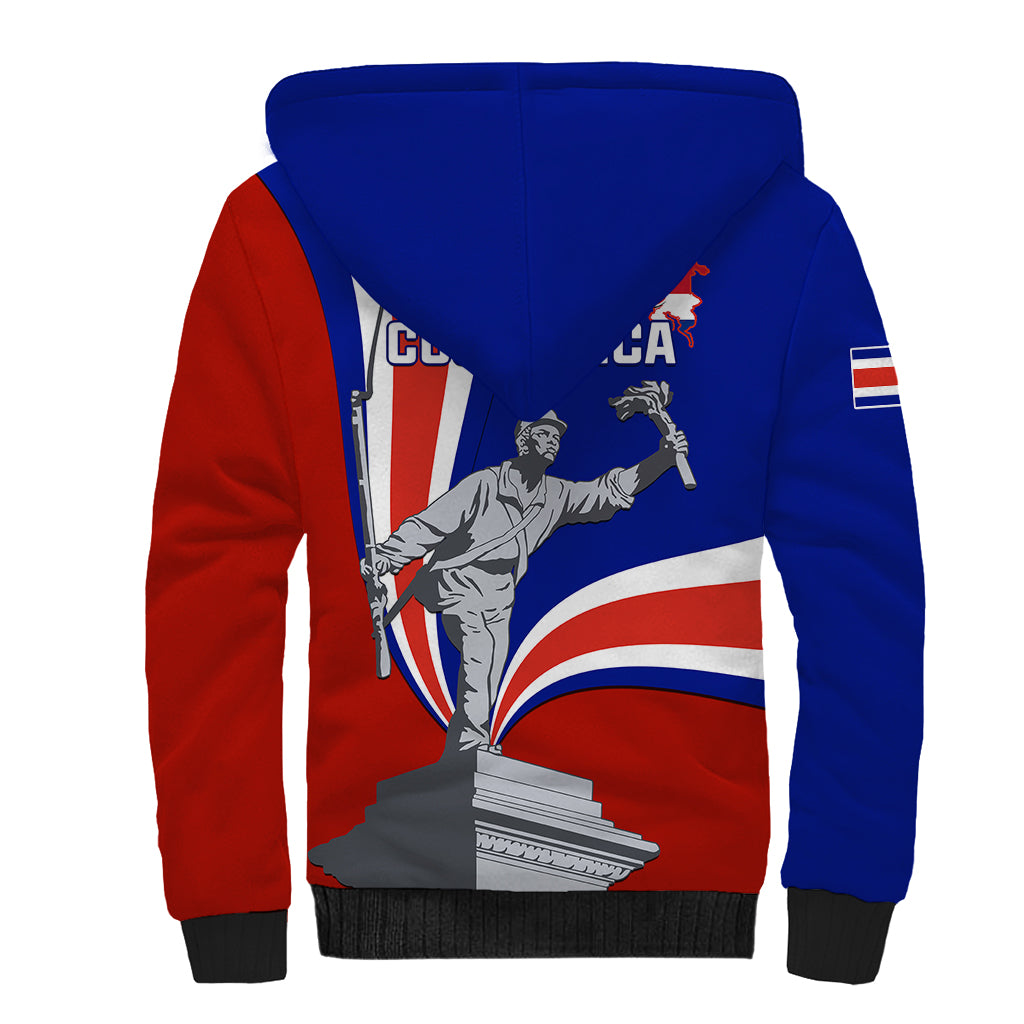 Costa Rica Independence Day Sherpa Hoodie Juan Santamaria National Hero - Wonder Print Shop
